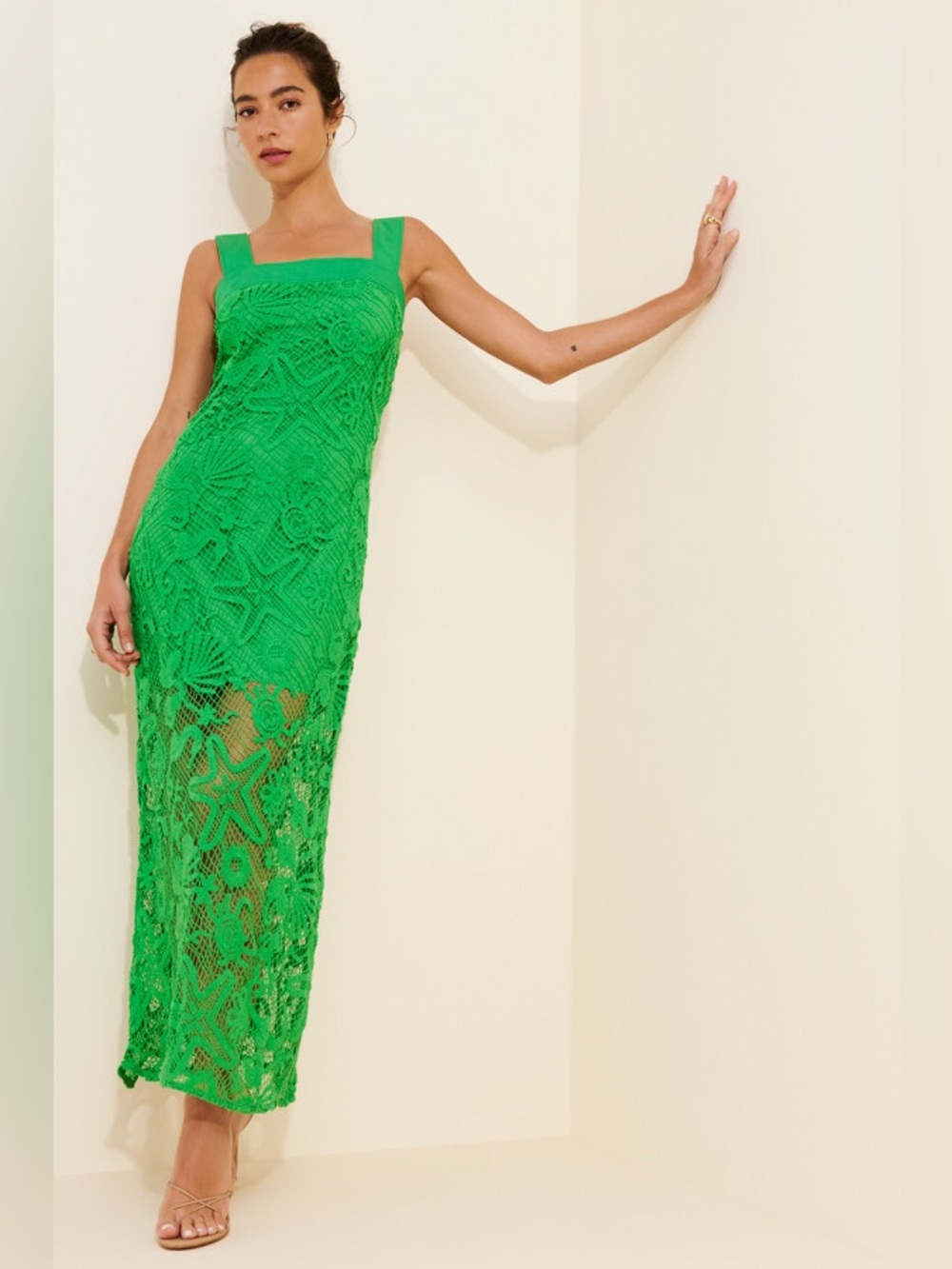 Ciebon Krystina Aquatic Crochet Maxi Dress Green